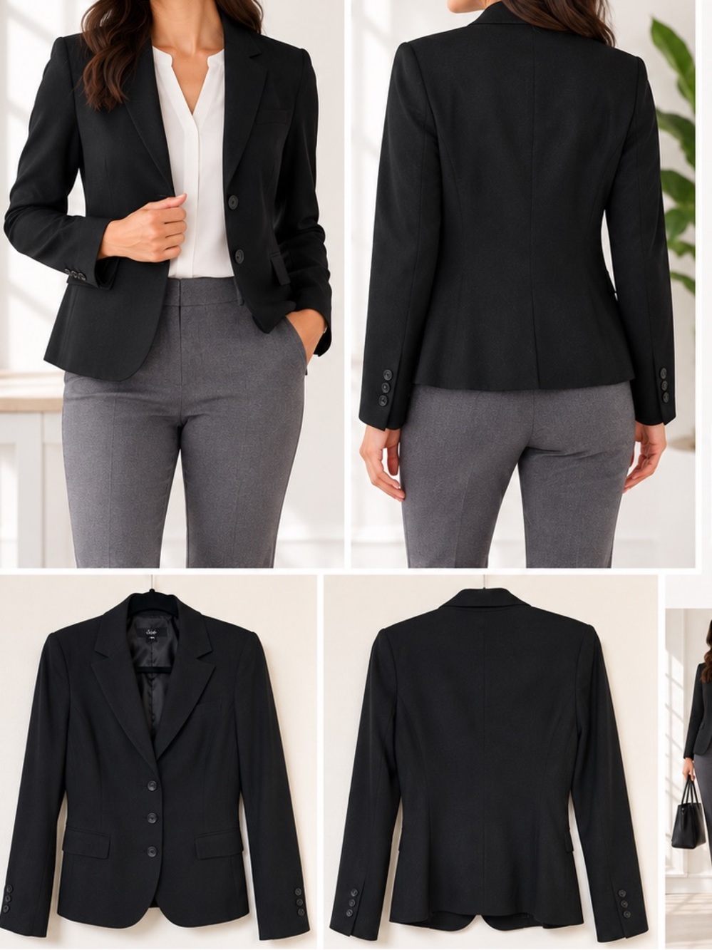 Sele Women's Black Tailored 3 Button Blazer